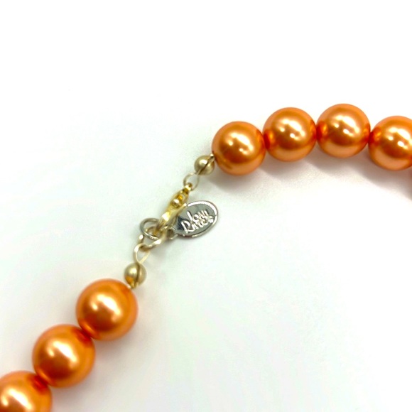 Vintage JOAN RIVERS Signed 30” Classic Collection Peach Glass Pearl Necklace - Picture 5 of 5